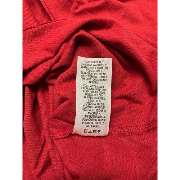 Basic Edition Womens Long Sleeve Red Tee with Decorative Neckline Large - Picture 3 of 7